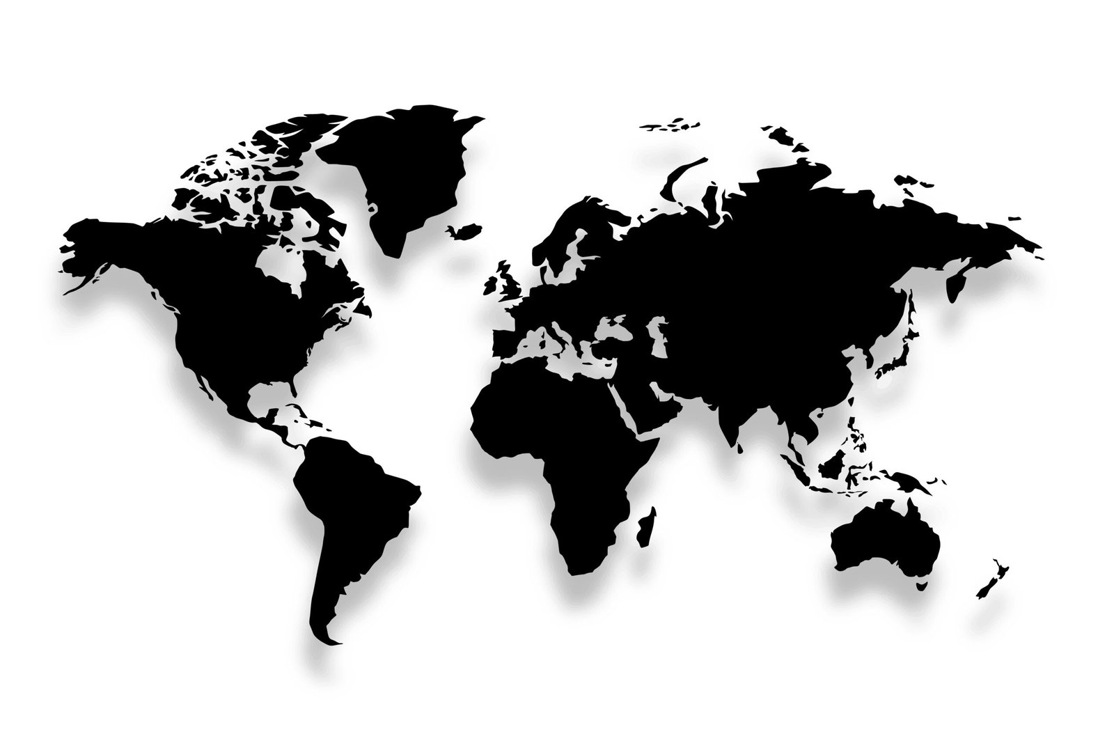 clean black world map in silhouette style template design clean black world map in silhouette style template design